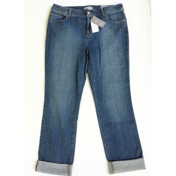 Chicos Outlet Regular Slim Leg Ankle Roll Cuff Jeans Womens 15 Medium Wash Denim - Picture 4 of 8